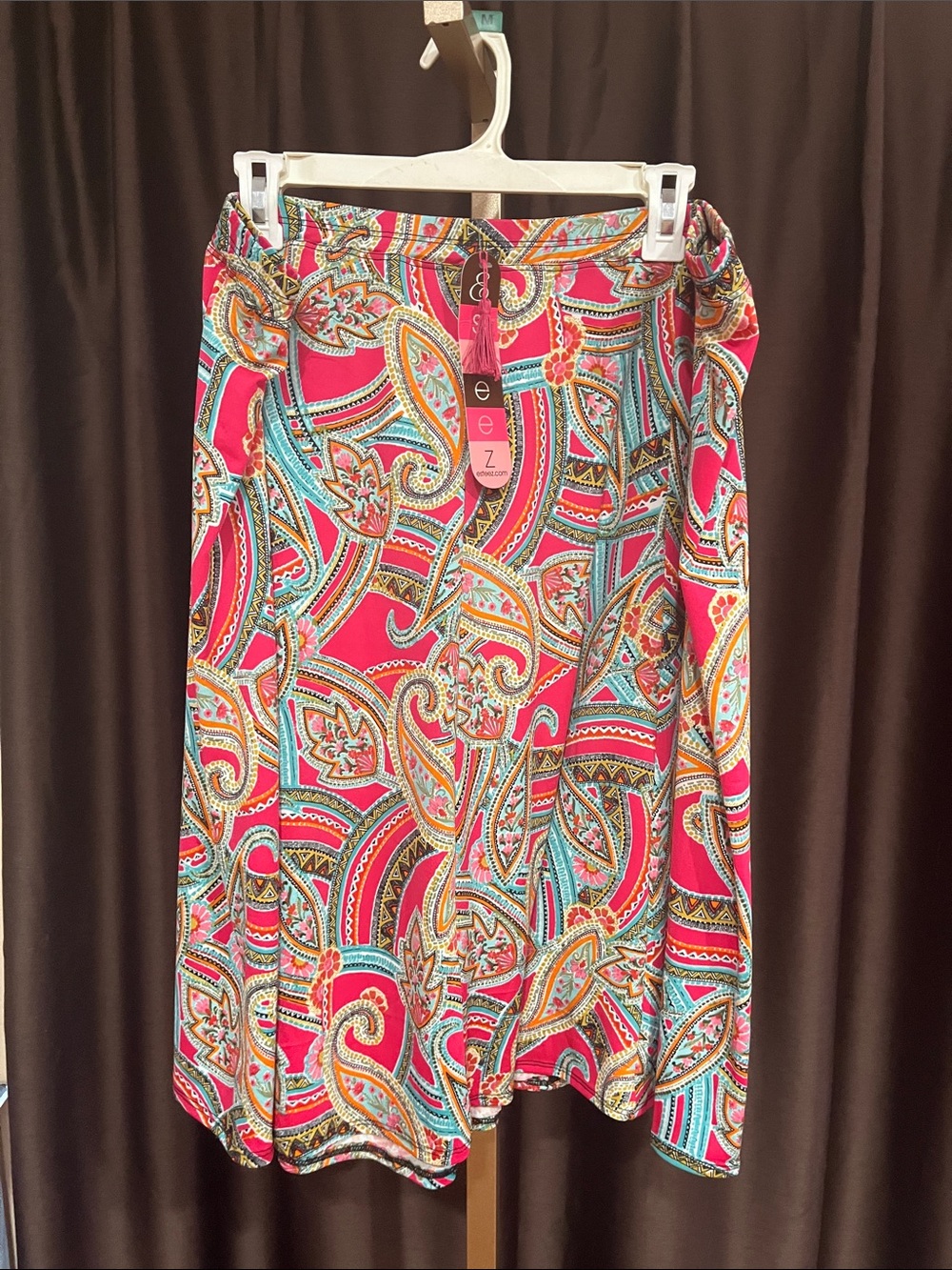 Paisley Print Pink Swim Cover-Up Skirt